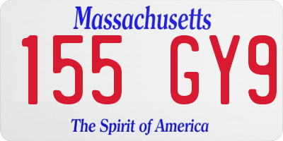 MA license plate 155GY9