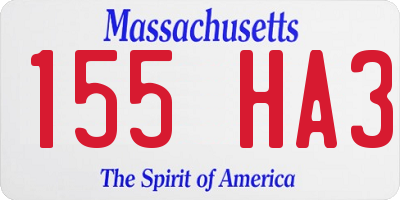 MA license plate 155HA3