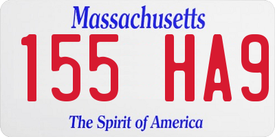 MA license plate 155HA9