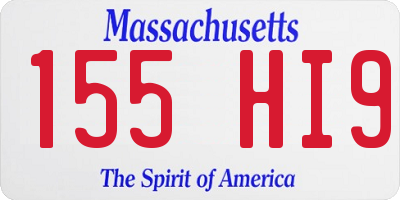 MA license plate 155HI9