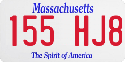 MA license plate 155HJ8