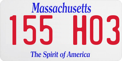 MA license plate 155HO3