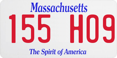 MA license plate 155HO9