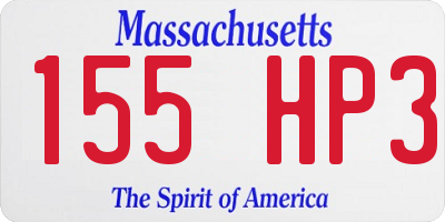 MA license plate 155HP3
