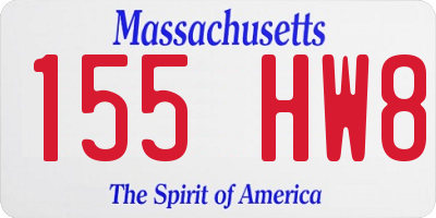 MA license plate 155HW8