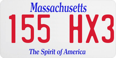 MA license plate 155HX3