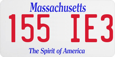 MA license plate 155IE3