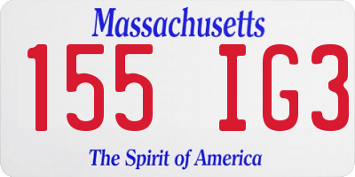 MA license plate 155IG3