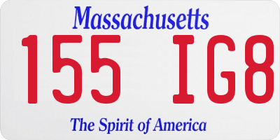 MA license plate 155IG8