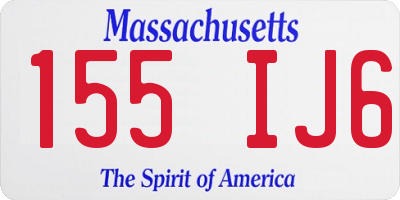 MA license plate 155IJ6