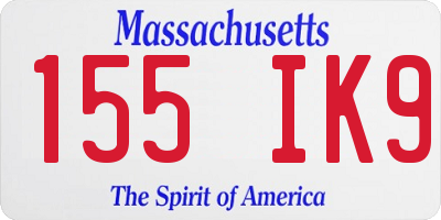 MA license plate 155IK9