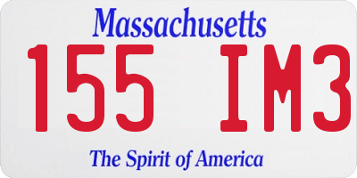 MA license plate 155IM3