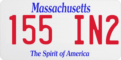 MA license plate 155IN2