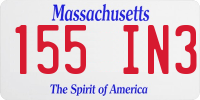 MA license plate 155IN3