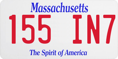 MA license plate 155IN7