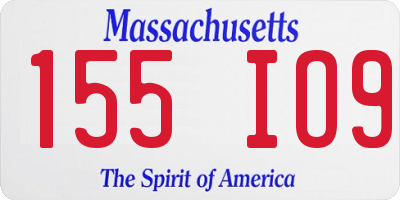 MA license plate 155IO9