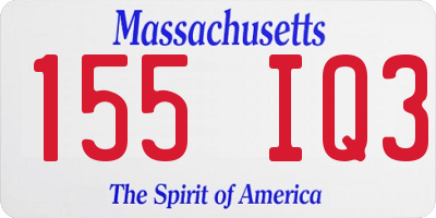 MA license plate 155IQ3