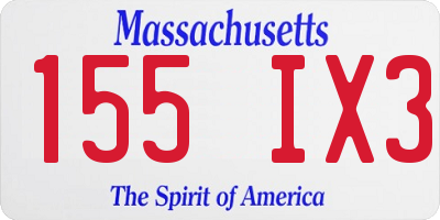MA license plate 155IX3