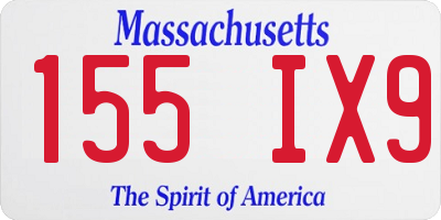 MA license plate 155IX9