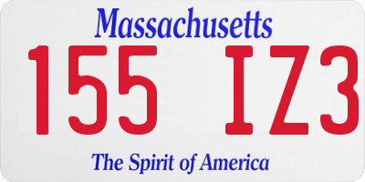 MA license plate 155IZ3