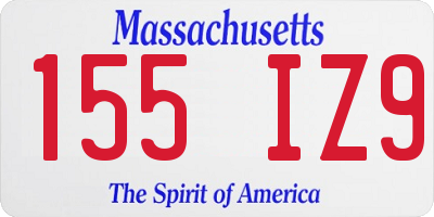 MA license plate 155IZ9