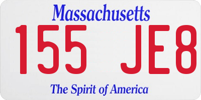 MA license plate 155JE8