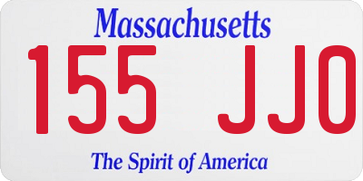 MA license plate 155JJ0
