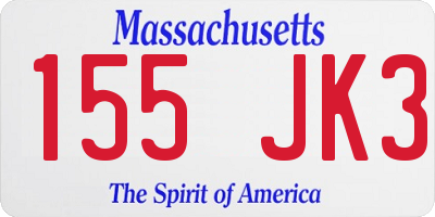 MA license plate 155JK3