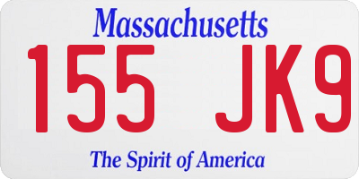 MA license plate 155JK9