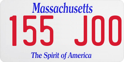 MA license plate 155JO0