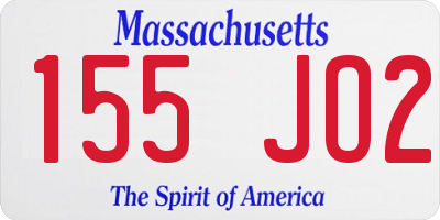 MA license plate 155JO2