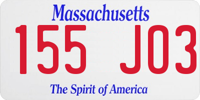 MA license plate 155JO3