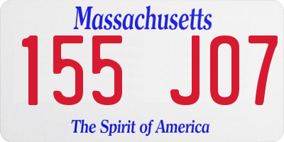 MA license plate 155JO7