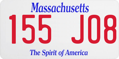 MA license plate 155JO8