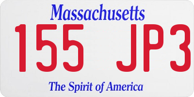MA license plate 155JP3