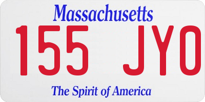 MA license plate 155JY0