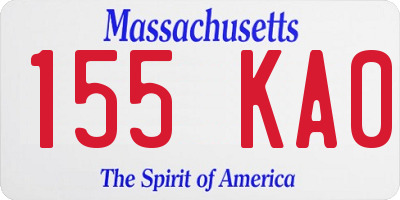 MA license plate 155KA0