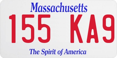 MA license plate 155KA9
