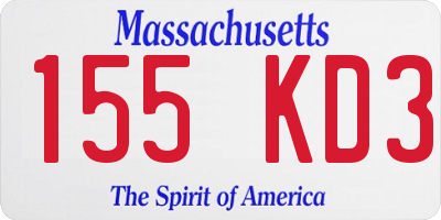 MA license plate 155KD3