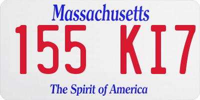 MA license plate 155KI7