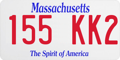 MA license plate 155KK2