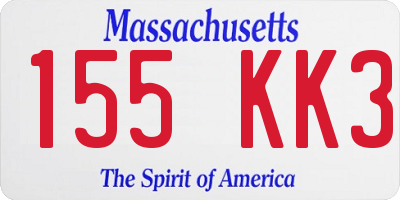 MA license plate 155KK3