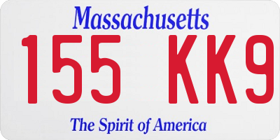 MA license plate 155KK9