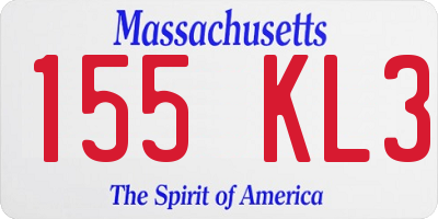 MA license plate 155KL3