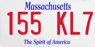 MA license plate 155KL7