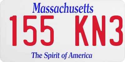 MA license plate 155KN3