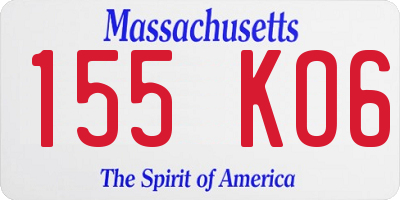 MA license plate 155KO6