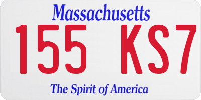 MA license plate 155KS7
