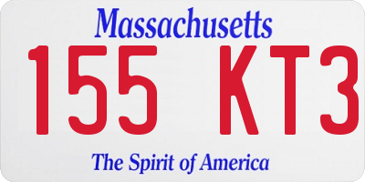 MA license plate 155KT3