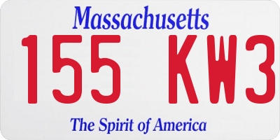 MA license plate 155KW3